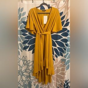BloomChic Mustard Yellow Midi Dress